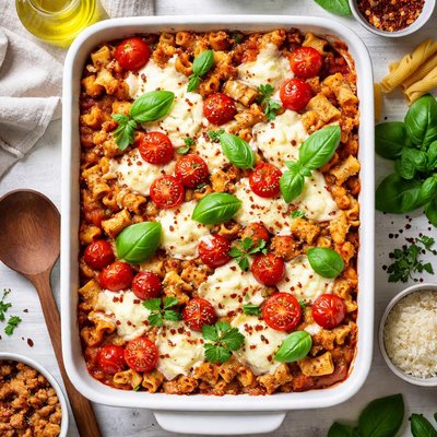Image of Pasta Mozzarella Bake with Ground Turkey