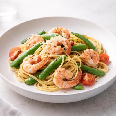 Image of Pasta Primavera with Shrimp and Sugar Snap Peas