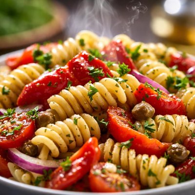 Image of Pasta Salad with Roasted Red Peppers and Capers