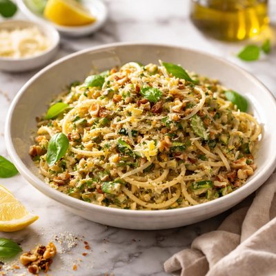 Image of Pasta with a Walnut and Zucchini Sauce