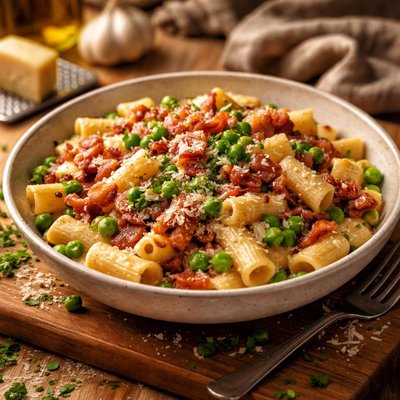 Image of Pasta with Bacon and Peas
