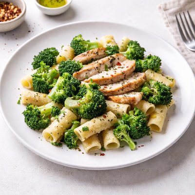 Image of Vegetarian Pasta with Broccoli and Chicken