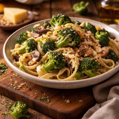 Image of Pasta with Broccoli and Mushrooms