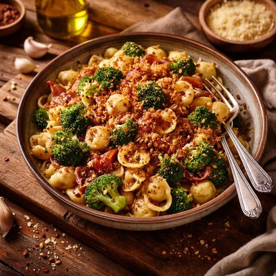 Image of Pasta with Broccoli Crispy Prosciutto and Toasted Breadcrumbs