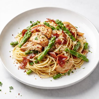 Image of Pasta with Chicken Asparagus Prosciutto or Bacon
