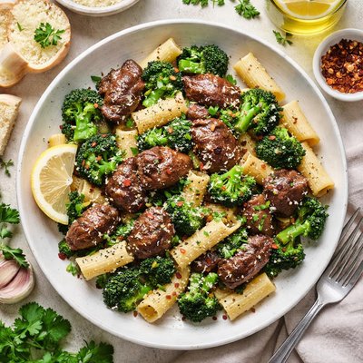 Image of Pasta with Chicken Livers Broccoli