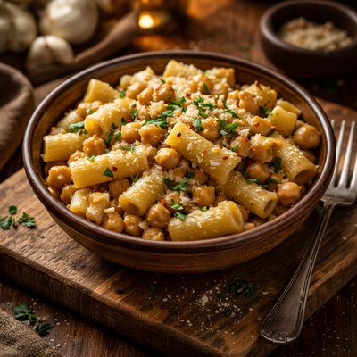 Image of Pasta with Chickpeas and Garlic Sauce