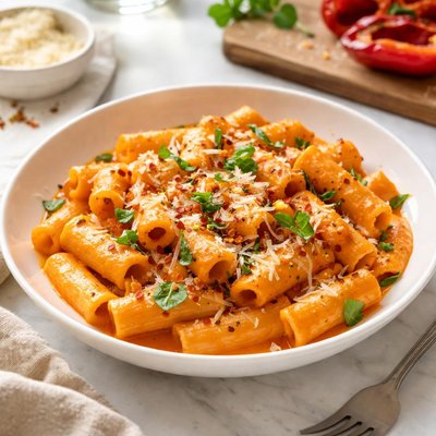 Image of Pasta with Creamy Red Pepper Sauce