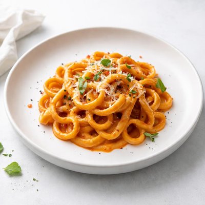 Image of Pasta with Creamy Red Roasted Pepper Sauce