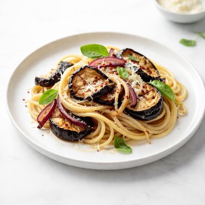 Image of Pasta with Grilled Eggplant and Onions
