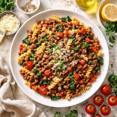 Image of Vegetarian Pasta with Ground Beef