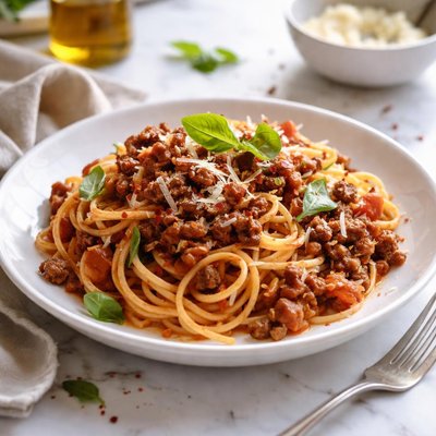 Image of Pasta with Ground Beef and Tomato