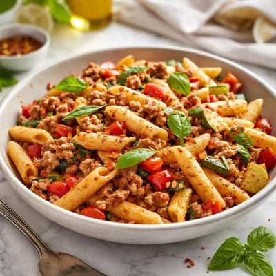 Image of Whole30 Pasta with Ground Meat and Vegetables