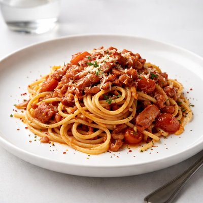 Image of Pasta with Hot Tomato Bacon Sauce