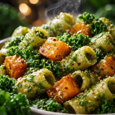 Image of Pasta with Kale Pesto and Roasted Butternut Squash