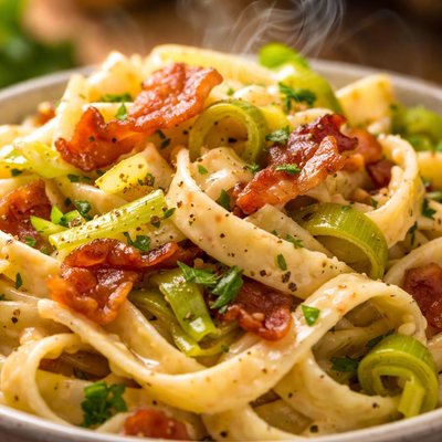 Image of Pasta with Leek Bacon