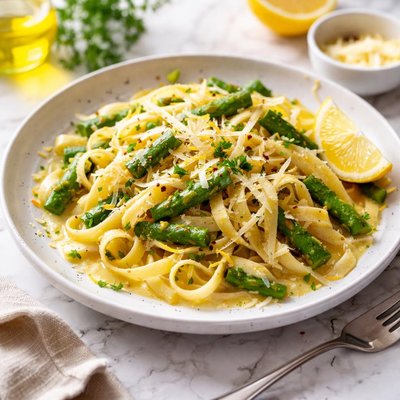 Image of Pasta with Lemon Asparagus and Cheese