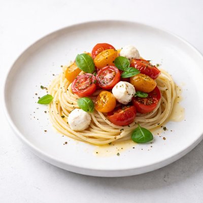 Image of Pasta with Marinated Tomatoes and Mozzarella