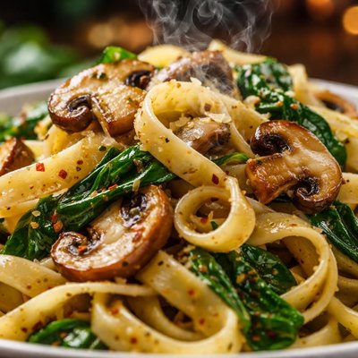 Image of Pasta with Mushrooms and Spinach