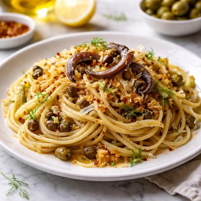 Image of Pasta with Olive Oil Anchovies and Fennel