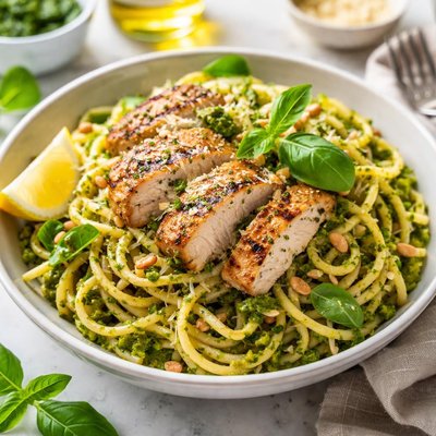 Image of Whole30 Pasta with Pesto and Chicken