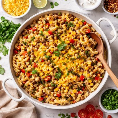 Image of Pasta with Pork Corn and Cheddar