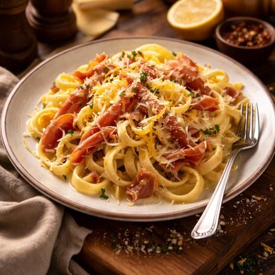 Image of Pasta with Prosciutto in a Lemon Cream Sauce