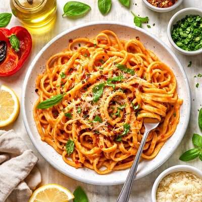 Image of Pasta with Roasted Red Pepper Sauce