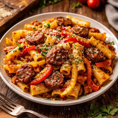 Image of Pasta with Sausage and Sweet Peppers