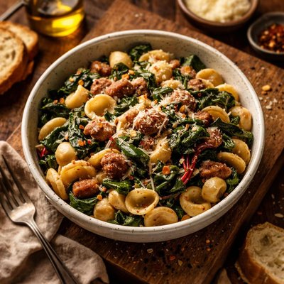 Image of Pasta with Sausage and Swiss Chard