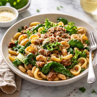 Image of Pasta with Sausage White Beans and Escarole
