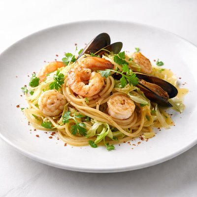 Image of Pasta with Seafood and Cabbage