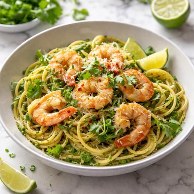 Image of Pasta with Shrimp and Cilantro Lime Pesto