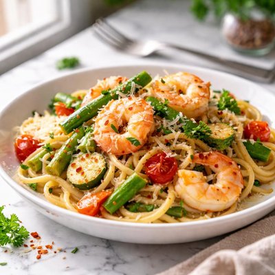 Image of Pasta with Shrimp Primavera