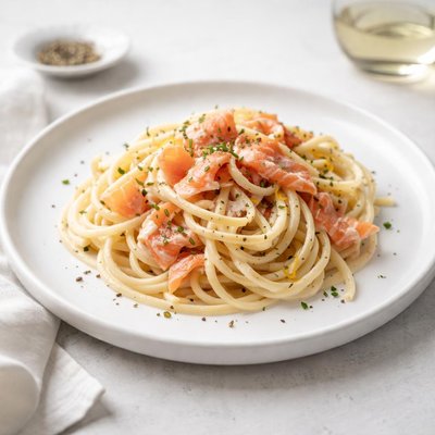 Image of Pasta with Smoked Salmon White Wine Cream Chives