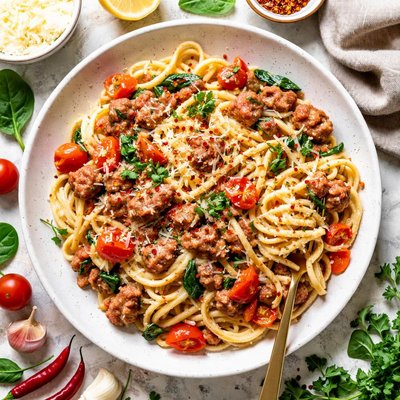 Image of Pasta with Spicy Sausage and Cream