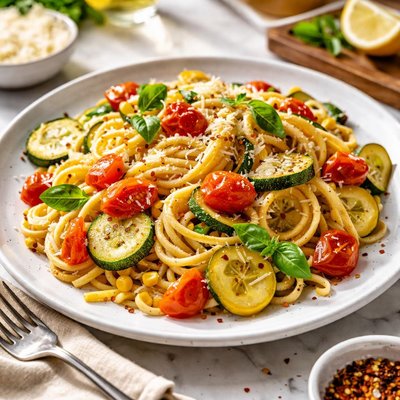 Image of Pasta with Summer Vegetables and Herbs