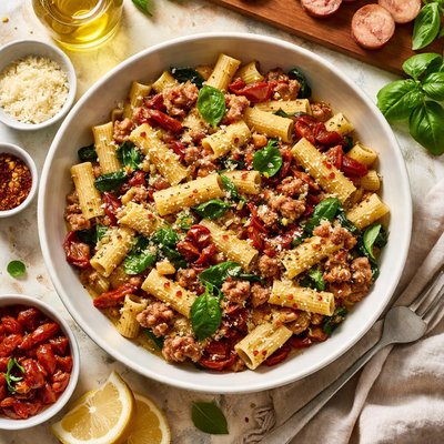 Image of Pasta with Sun Dried Tomatoes and Sausage