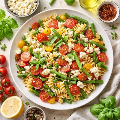 Image of Pasta with Tomatoes Green Beans Feta