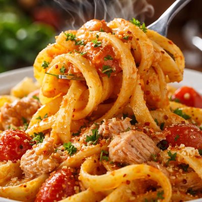 Image of Pasta with Tuna and Tomato Cream Sauce