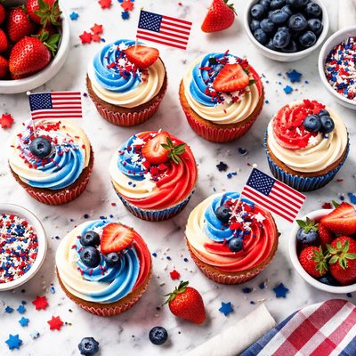 Image of Patriotic 4th of July Cupcakes