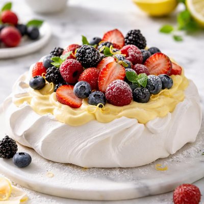 Image of Pavlova with Lemon Cream and Berries