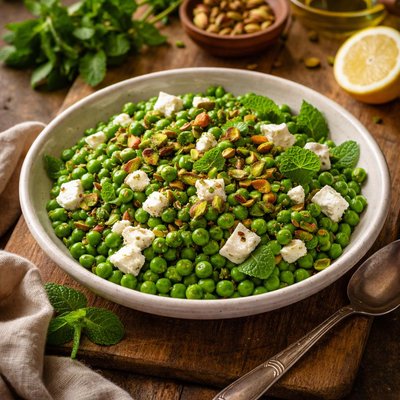 Image of Pea Feta and Mint Salad with Pistachios