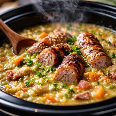 Image of Pea Soup with Bratwurst Crock Pot