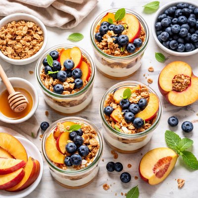 Image of Peach and Blueberry Parfaits