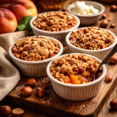 Image of Peach and Hazelnut Crumbles