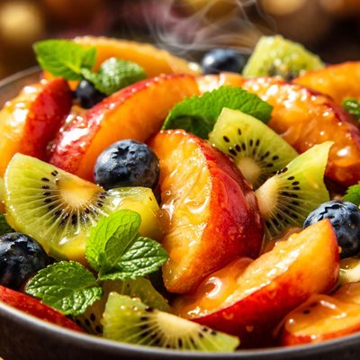 Image of Peach and Kiwi Salad with Peach Dressing