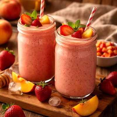 Image of Peach and Strawberry Smoothie