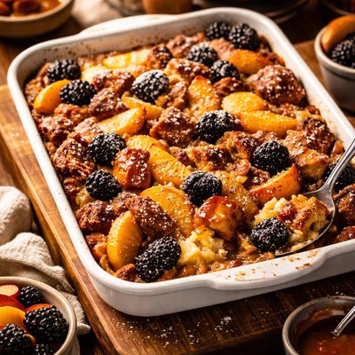 Image of Peach Blackberry Bread Pudding
