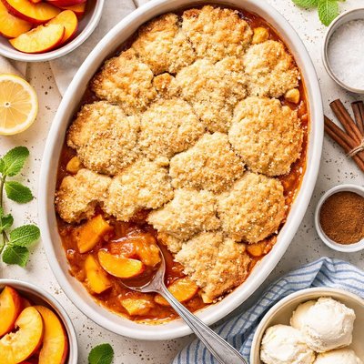 Image of Peach Cobbler with Sugar Cookie Crust